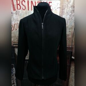 FENDI EUC Black Zip-Front Cashmere Vintagr Jacket With Satin Lining